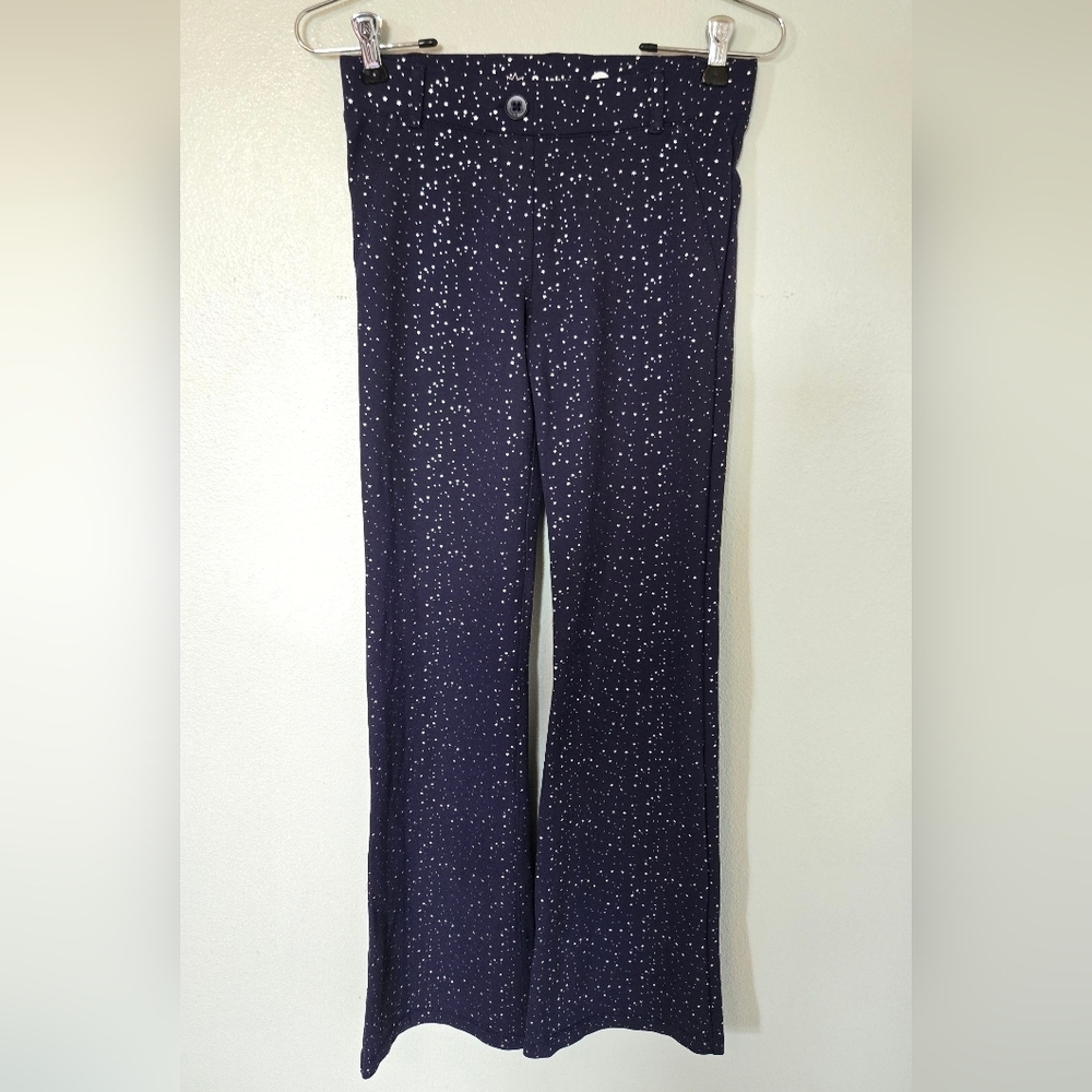 Betabrand | Navy Star Print Flare Stretchy Pants Leggings Size XSP